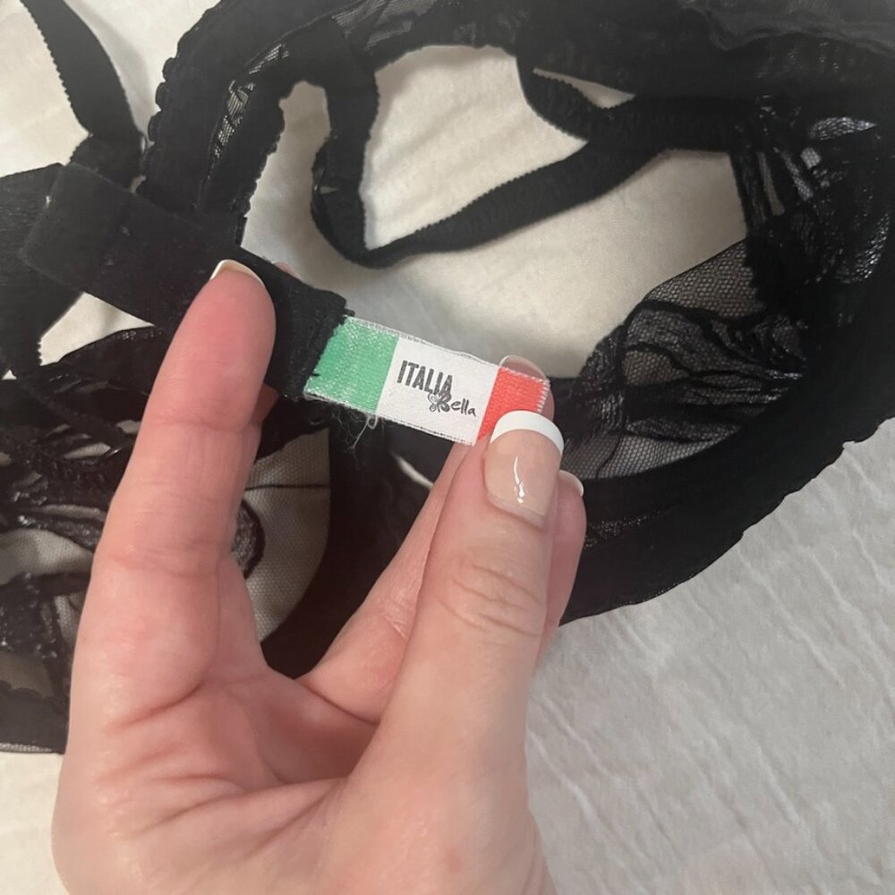 Italia Bella Black See Through Lace Bra Size 36B - Picture 4 of 6